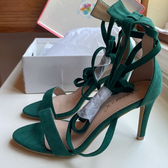 Green Strappy Heels - Picture 1 of 5